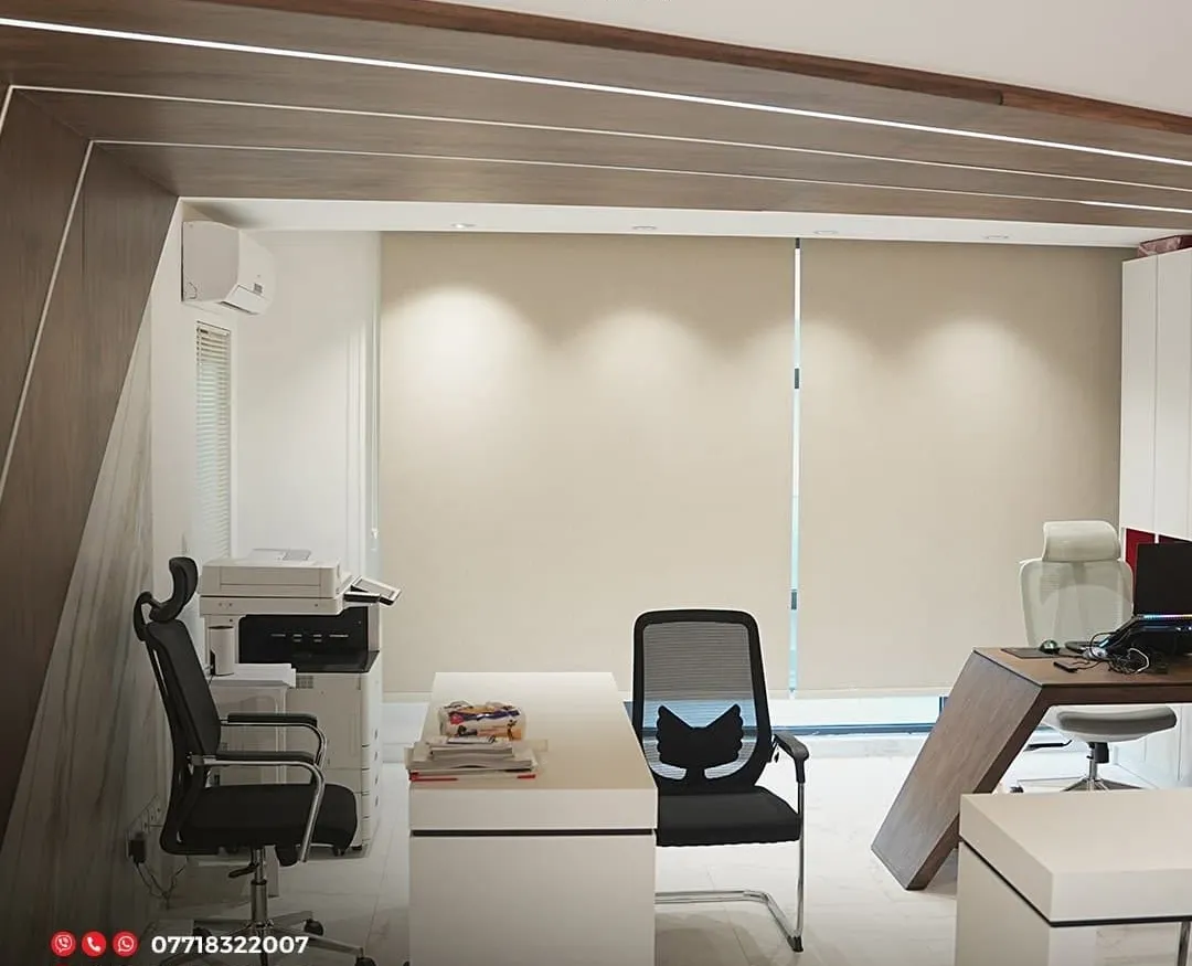 Platinum Contracting Office by Gambini – open workstations under a timber ceiling