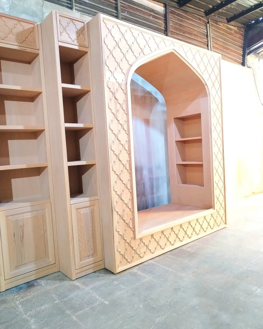 Majlis arch and shelving unit in Gambini's workshop