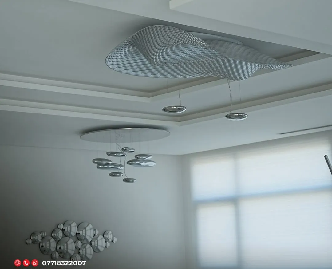 Luxury penthouse by Gambini – sculptural ceiling light and pendant cluster