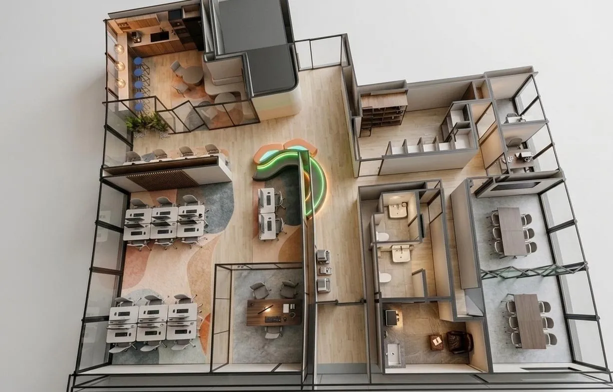 Nestlé Erbil office – 3D floor plan of the full-floor layout